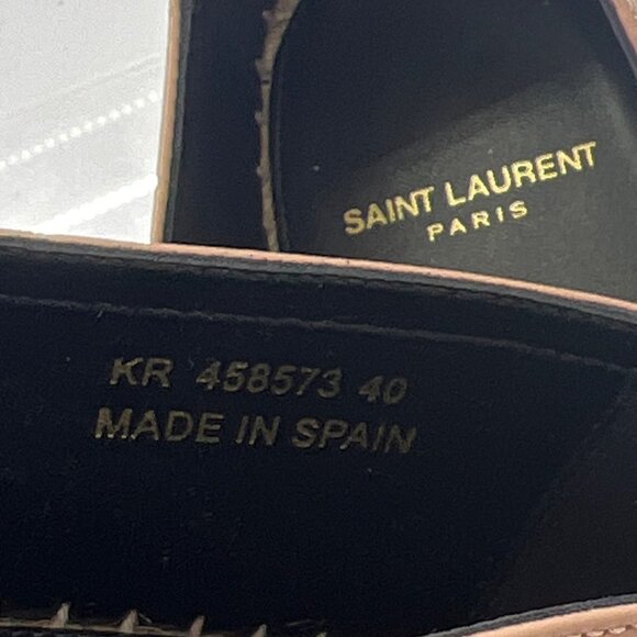 Saint Laurent Cassandre Leather Espadrilles Beige Women Flats Size IT40 US10 - Picture 9 of 11